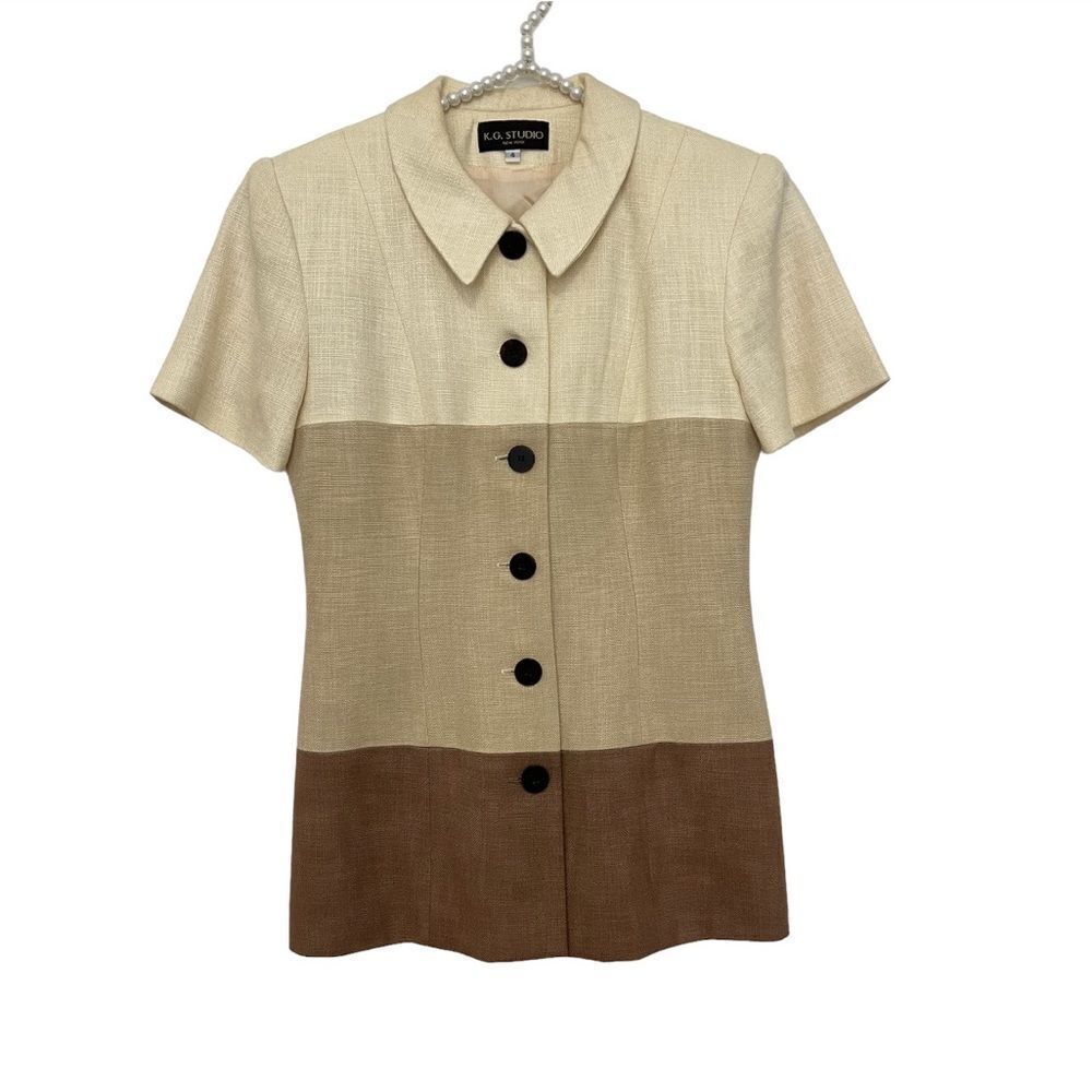 K.G. Studio New York Vintage Short Sleeve Colorblock Button Blazer Women’s 4